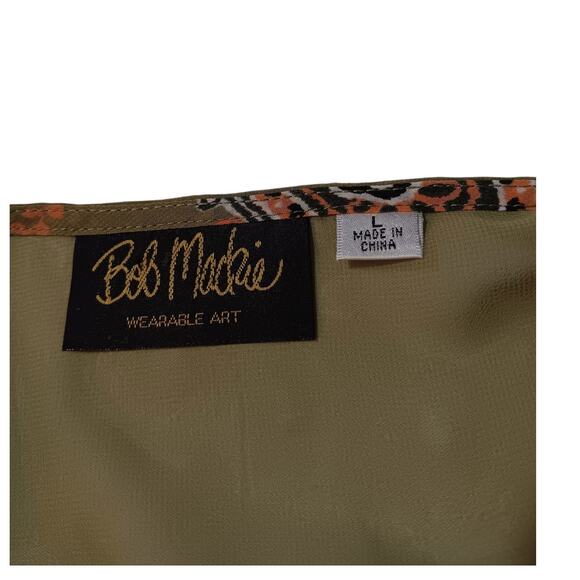 BOB MACKIE Kimono Artsy Floral Large Sheer Poncho Roses Paisley Dressy Green - Picture 4 of 10